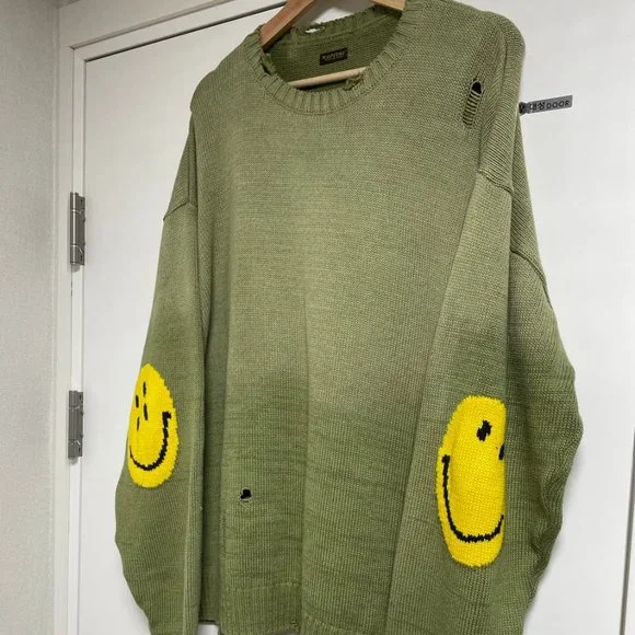 COPY - Kapital 5G Smiley Distressed Knit Sweater - Picture 8 of 8